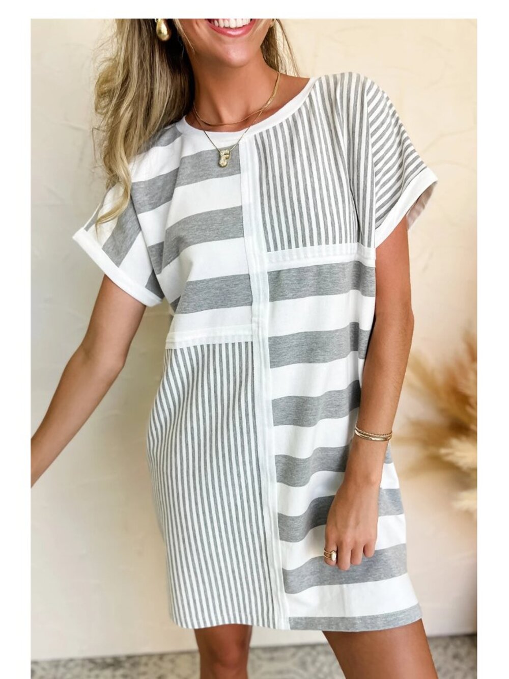 Grey Stripe Summer Dress